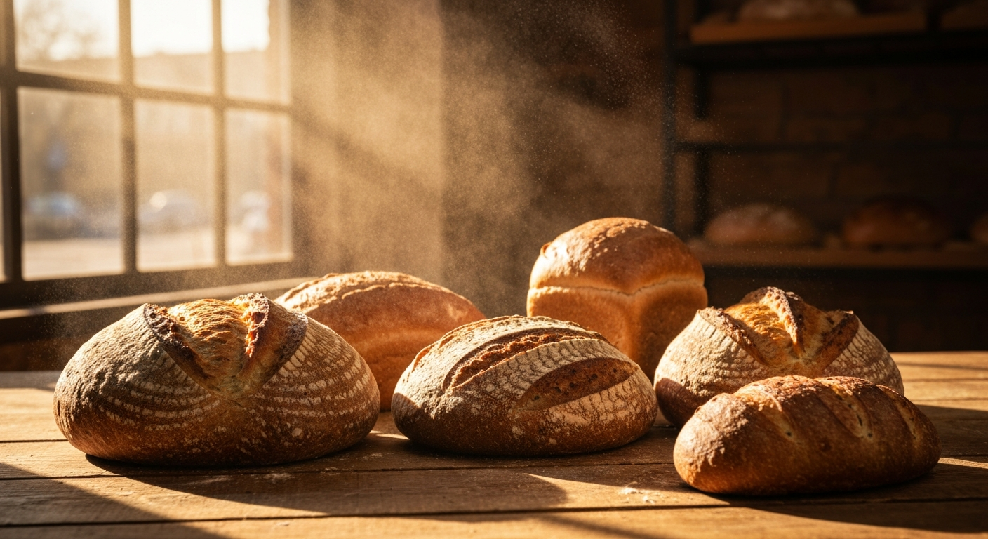 Pães artesanais frescos